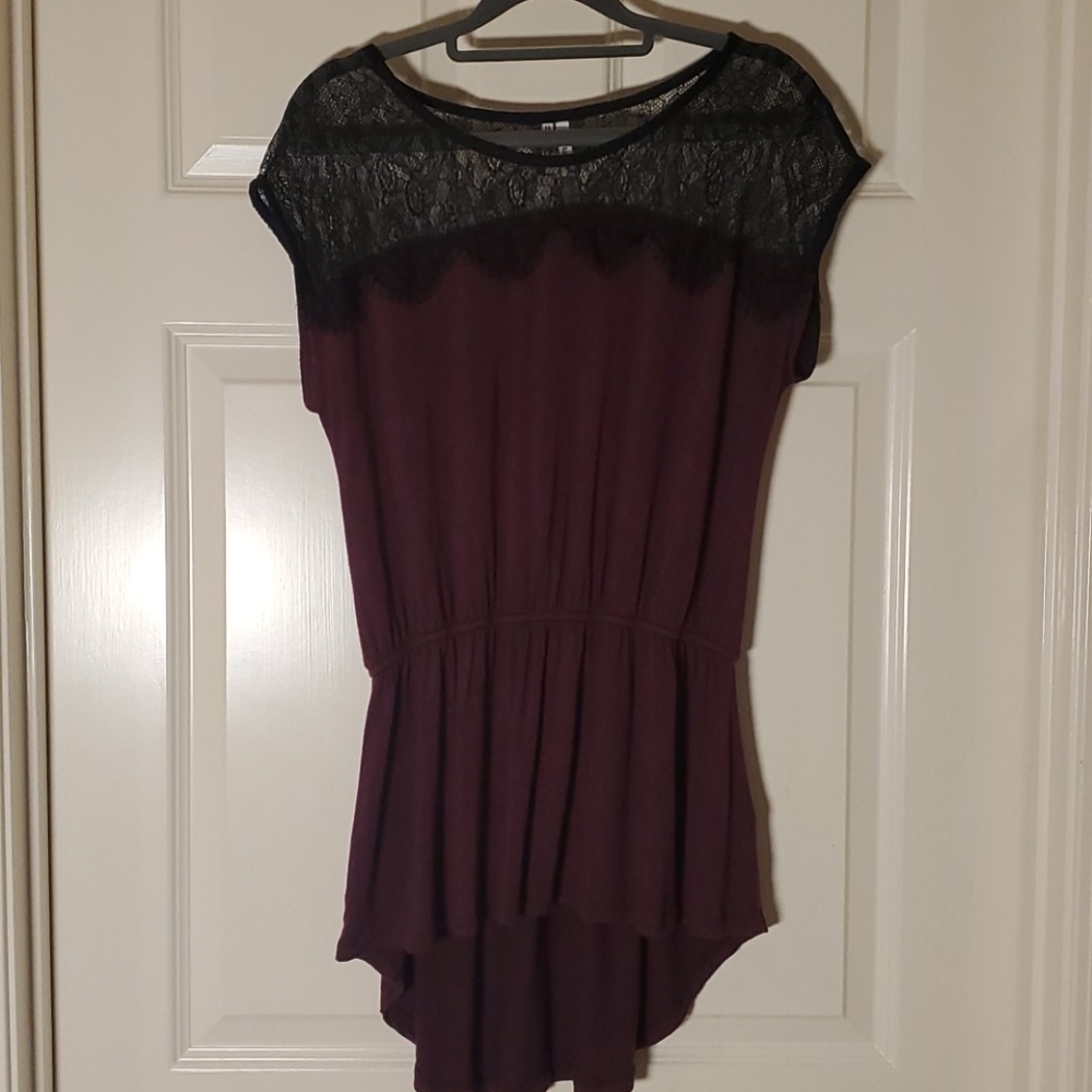 Maroon and black lace tunic